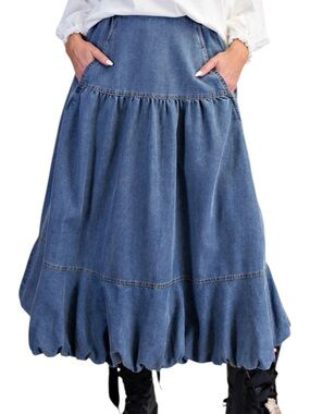 063:  EASEL NWT SKIRT WASHED DENIM (H19)